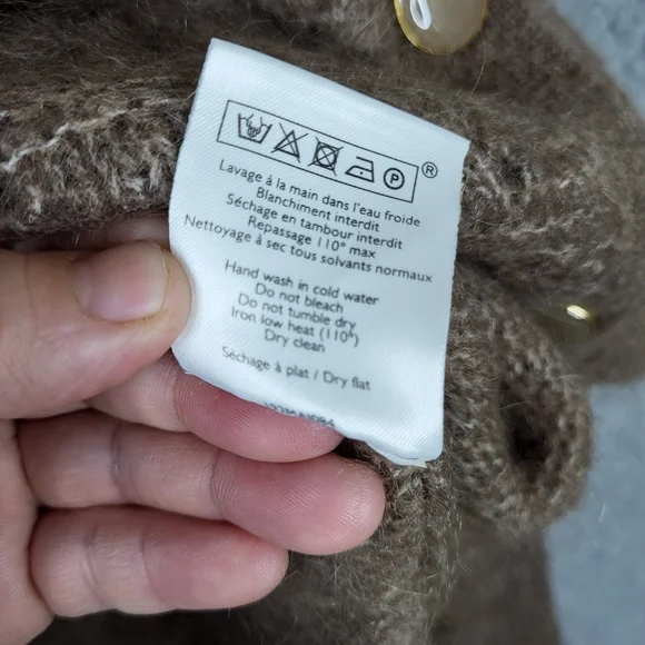 Sezane Charles Jumper Cardigan lace cuffs Sweater Brown Size S - Picture 10 of 13